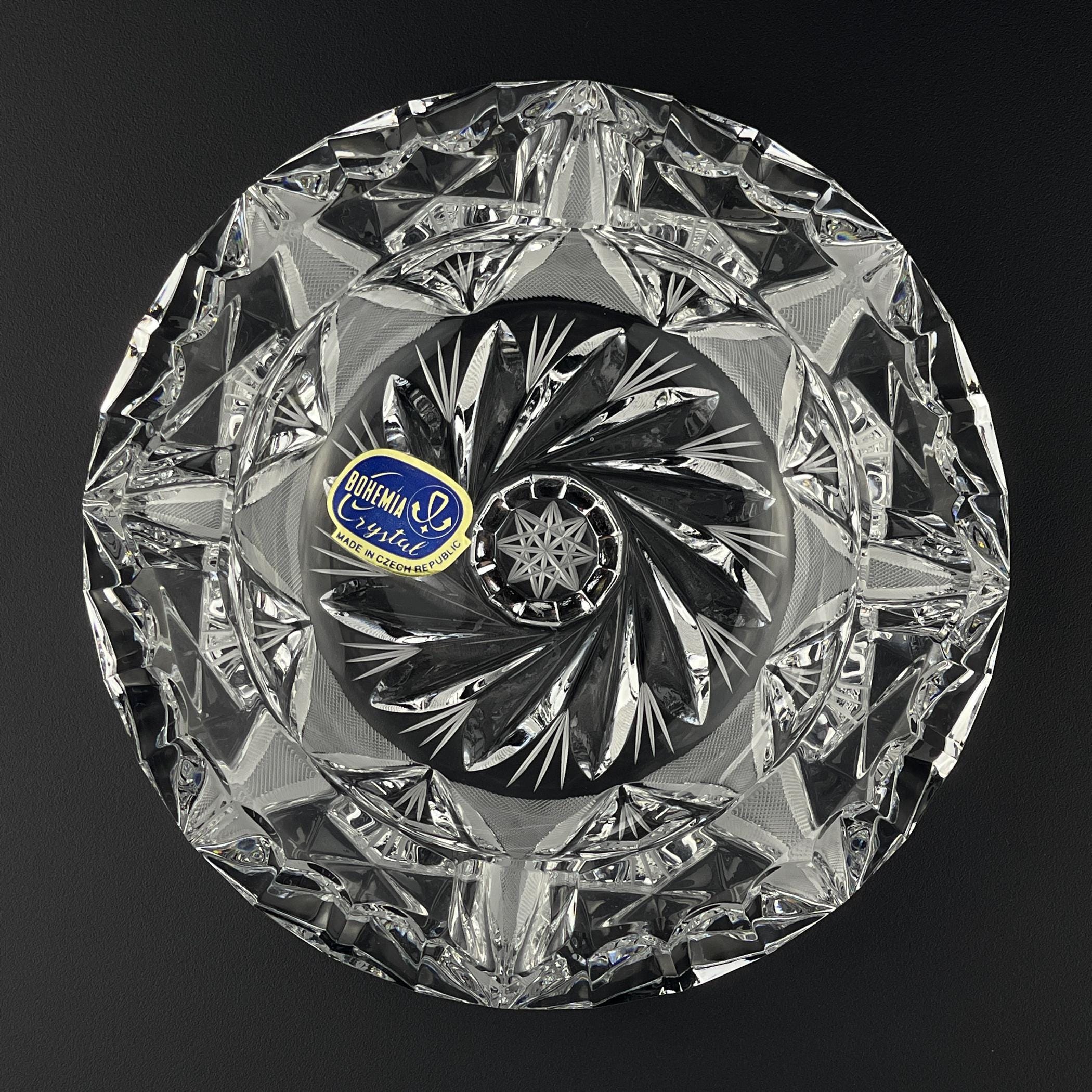 Retro Bohemian glass ashtray by Bohemia Crystal, Czech Republic, 1990s, Vintage home decor