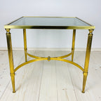 Vintage Smoked Glass & Brass Side Table: Italian Art Deco 1970s