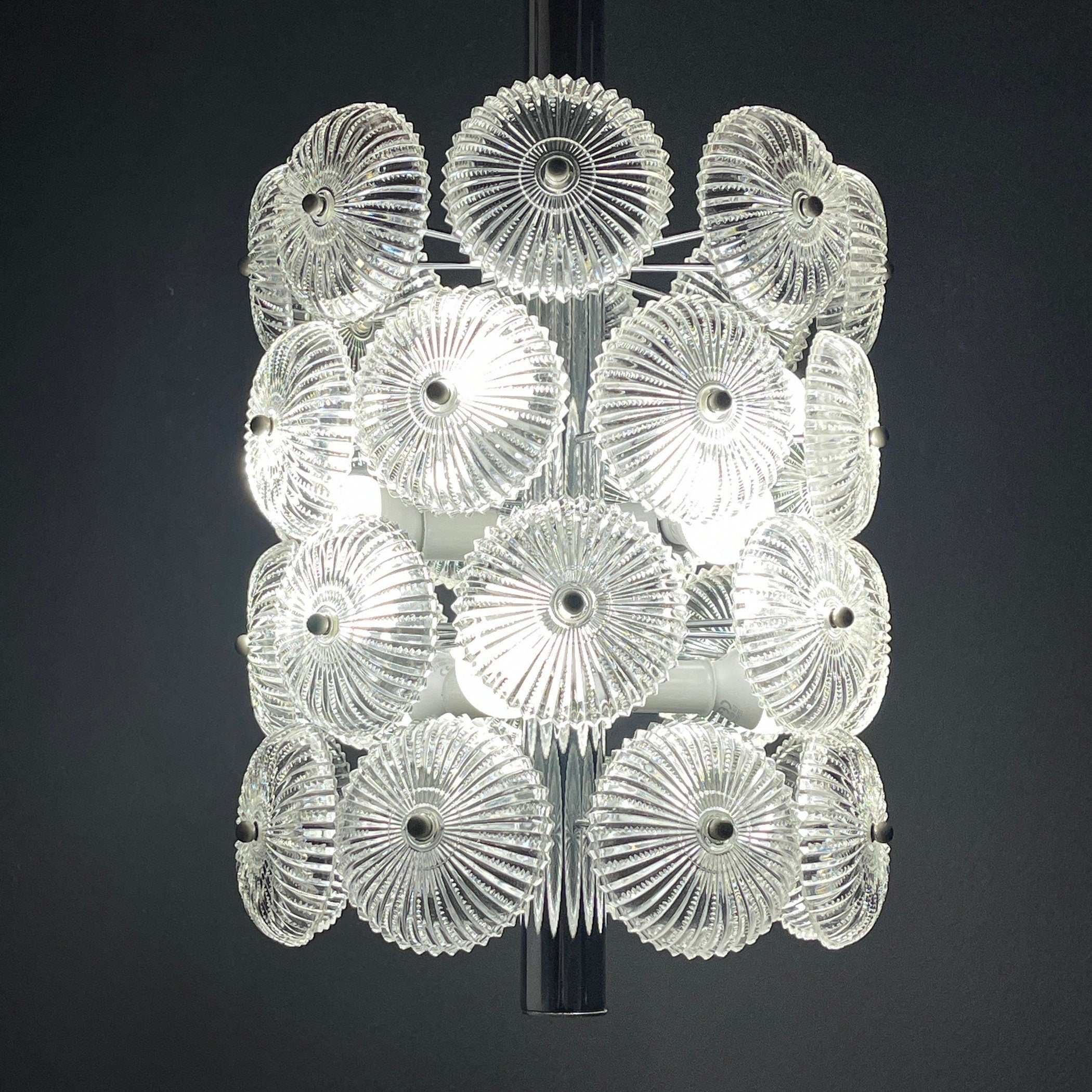 Vintage crystal chandelier Dandelion Italy 1960s mid-century modern italian lighting