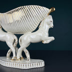 Antique ceramic vase Horses by Egisto Fantechi Maioliche Ceramic, Sesto Fiorentino, Italy, 1940s