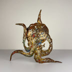 Original metal Brutalist wall lamp Octopus by Salvino Marsura, Italy 1980s