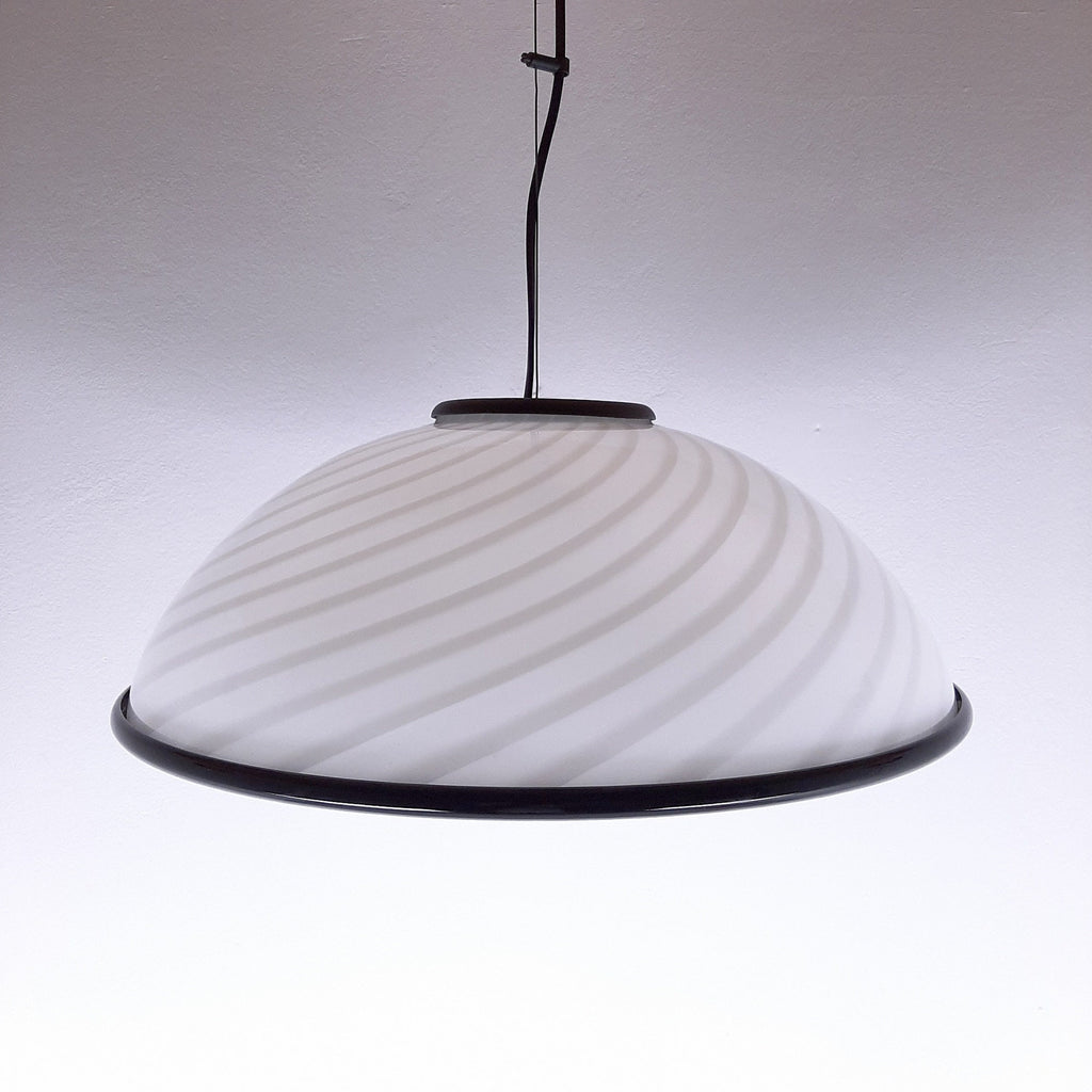 Murano pendant lamp White and Black, Italy 1980s