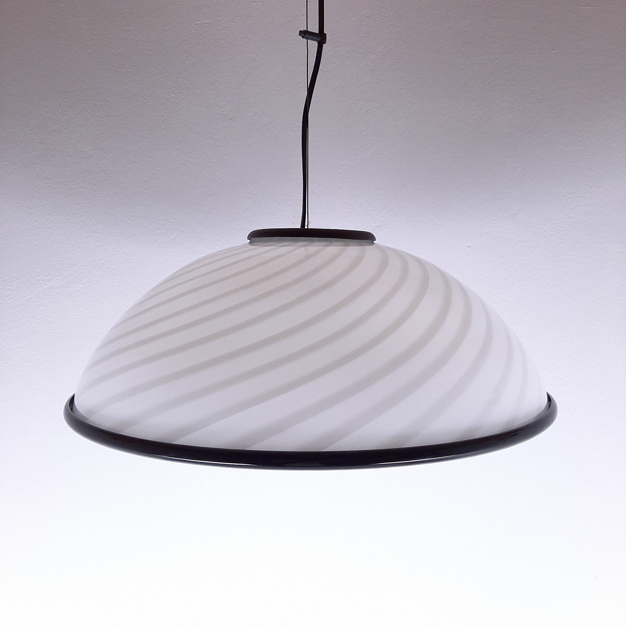 Murano pendant lamp White and Black, Italy 1980s
