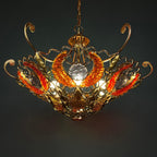 Vintage Metal and murano glass chandelier by MM Lampadari Italy 1990s