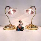 Vintage Gold Bedside Lamps: Italian Retro Mid-Century Lighting Pair