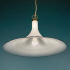 Vintage white Murano glass pendant lamp Italy 1970s Mid-century Lighting Vintage chandelier