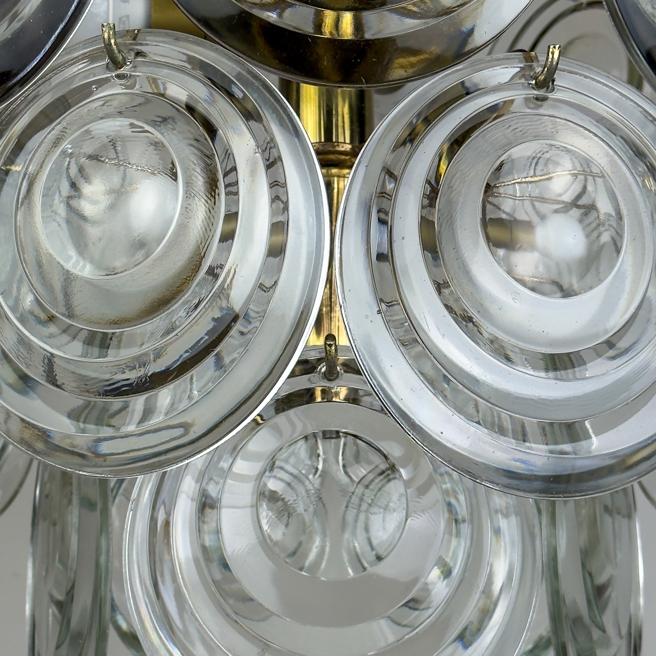Vintage glass disc chandelier, Italy 1970s