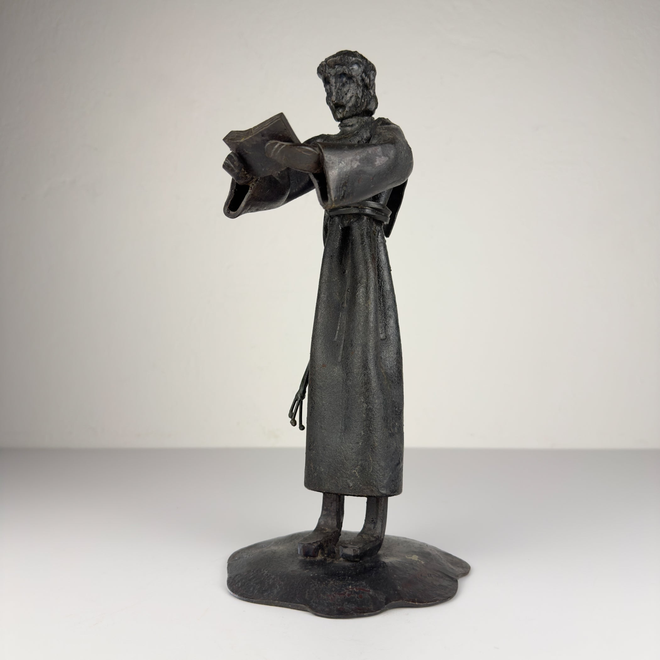 Vintage Brutalist sculpture "Monk With The Book" by Salvino Marsura, Italy 1970s
