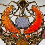 Vintage Metal and murano glass chandelier by MM Lampadari Italy 1990s