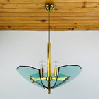 Vintage art glass pendant lamp by Fontana Arte, Italy 1950s, Art deco, MCM