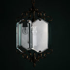 Vintage bronze pendant lamp, in style of Pietro Chiesa For Fontana Arte, Italy, 1950s