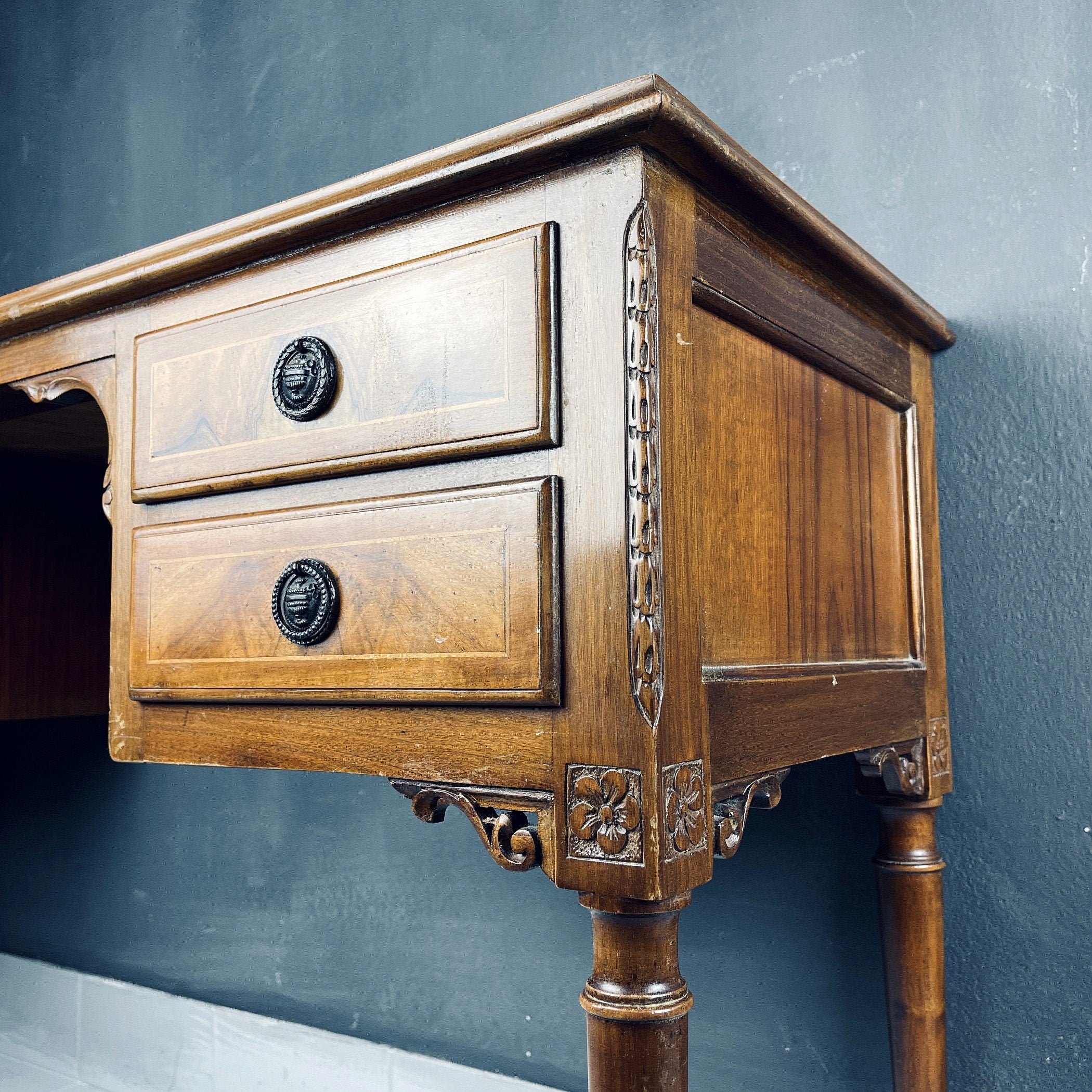 Vintage wood sideboard Italy 1950s  venetian wooden console table