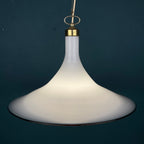 Vintage white Murano glass pendant lamp Italy 1970s Mid-century Lighting Vintage chandelier