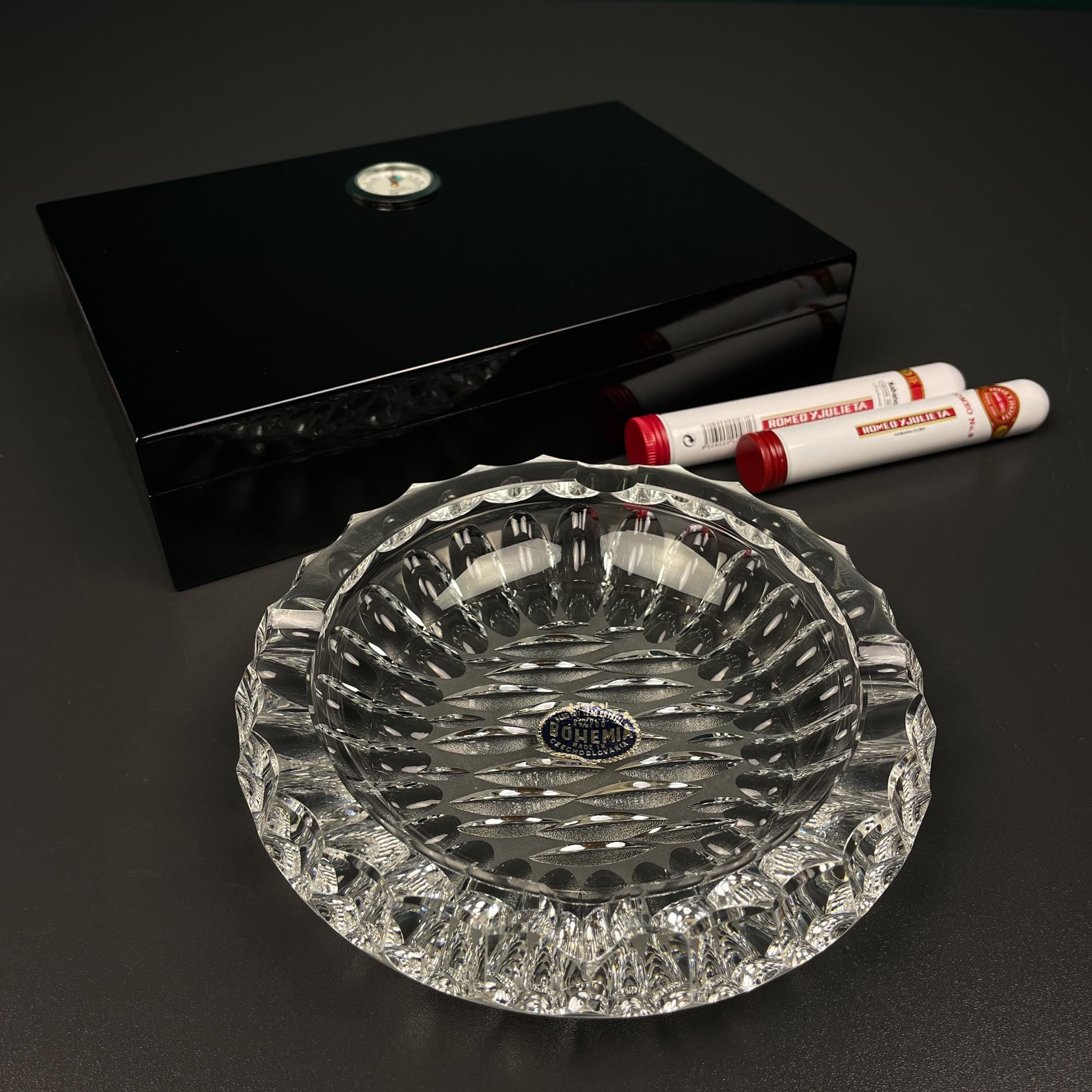 Vintage Bohemian glass ashtray by Bohemia Crystal, Czechoslovakia, 1970s
