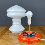 Vintage White Opaline Glass Table Lamp: Italian Mid-Century Modern Lighting
