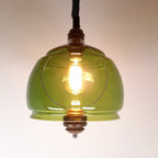 Vintage Green Glass Pendant Lamp: Mid-Century Modern Sijaj Hrastnik, Yugoslavia 1960s