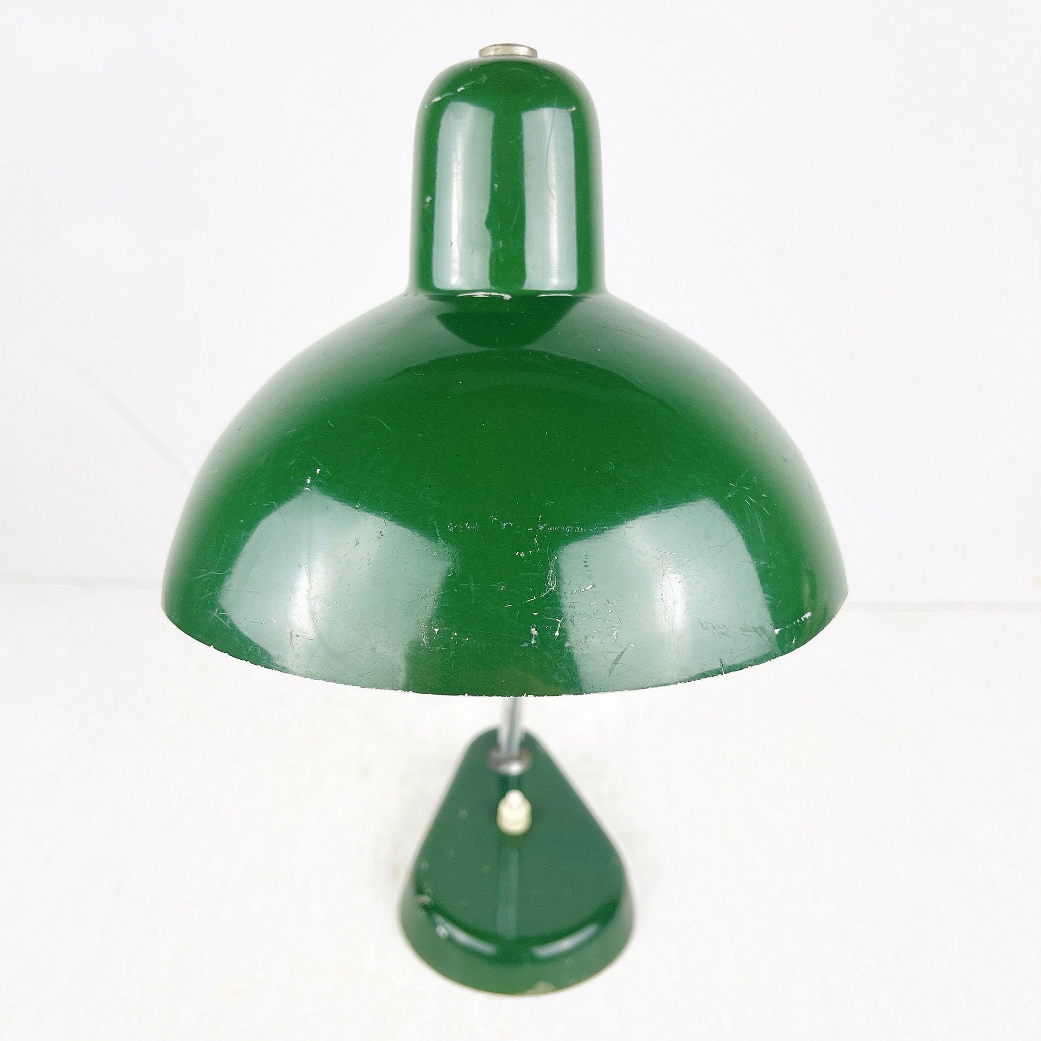 Mid-Century Green Metal Desk Lamp: A.R. TORINO Italy 1950s