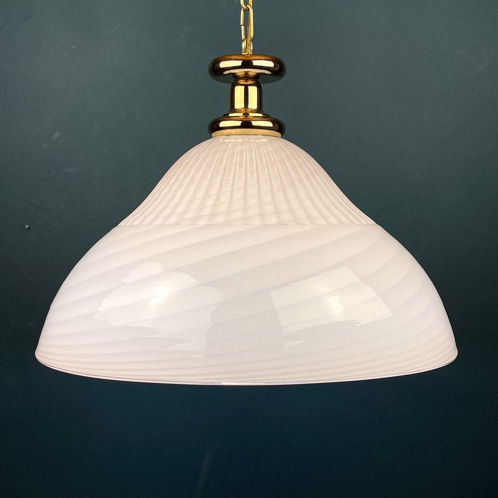 Vintage Murano Glass Pendant Lamp: Swirl Italian Lighting, 1970s