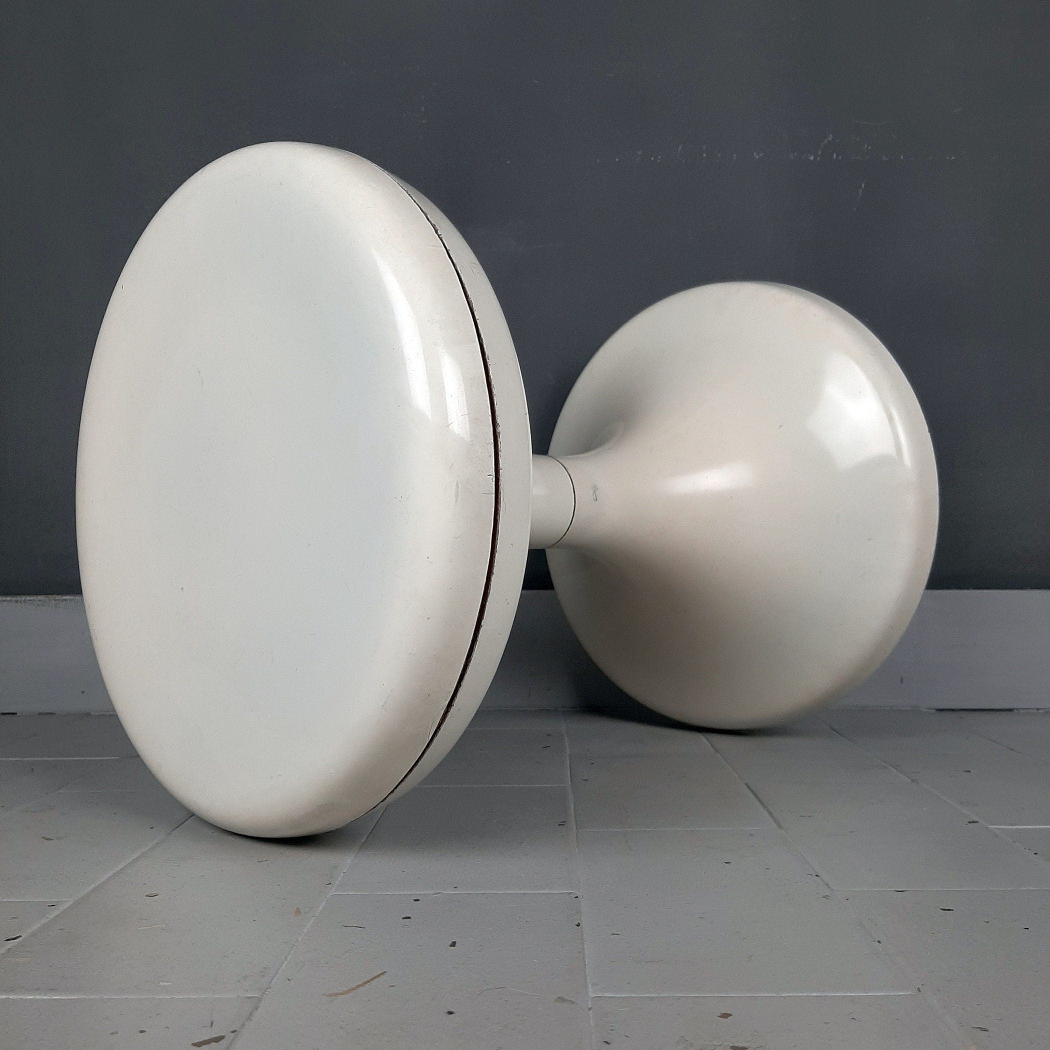 Vintage White Plastic Mushroom Stool - Mid-Century Modern Meblo Yugoslavia
