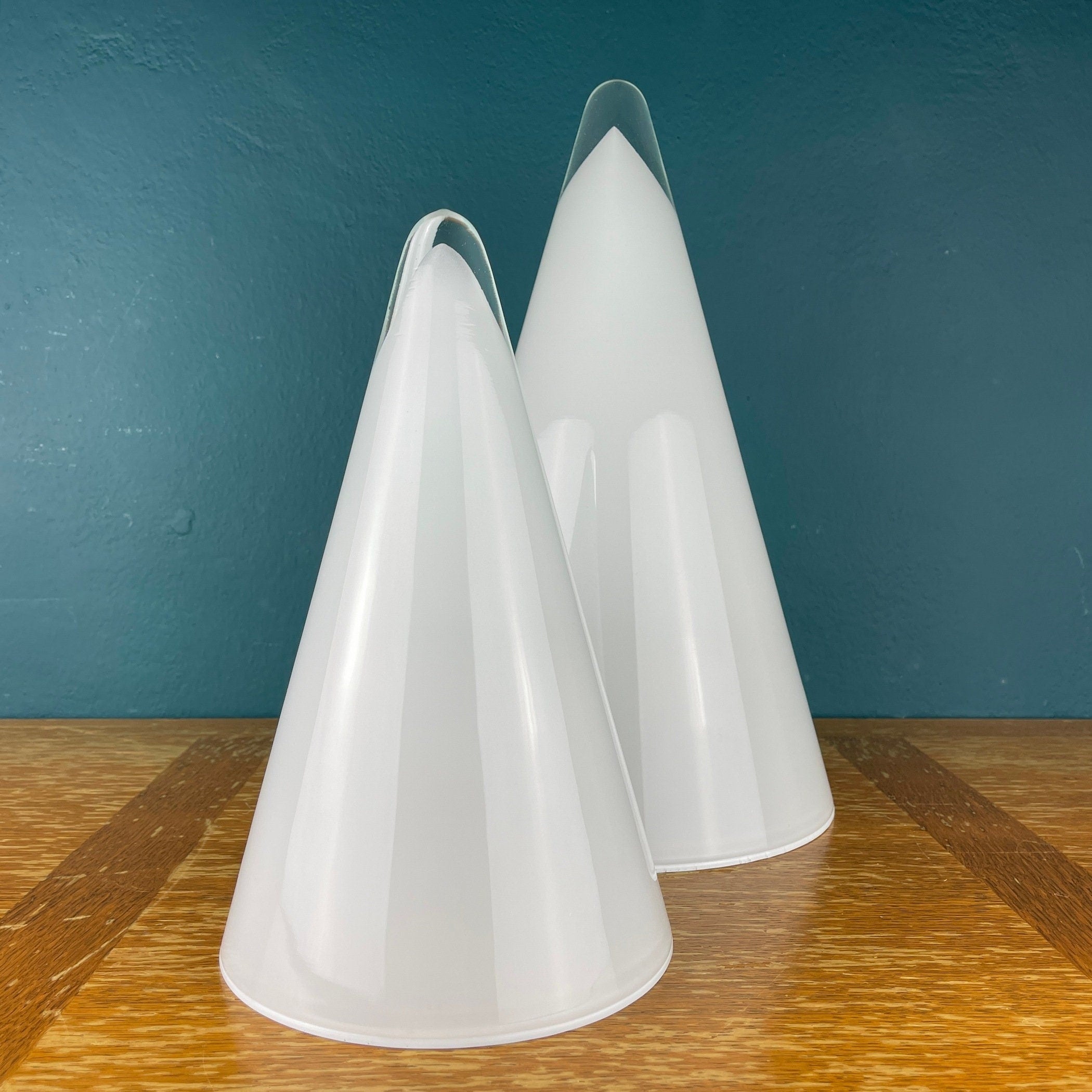 Pair of murano table lamps Cone Italy 1970s Italian Modern Mid-century home decor