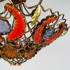 Vintage Metal and murano glass chandelier by MM Lampadari Italy 1990s