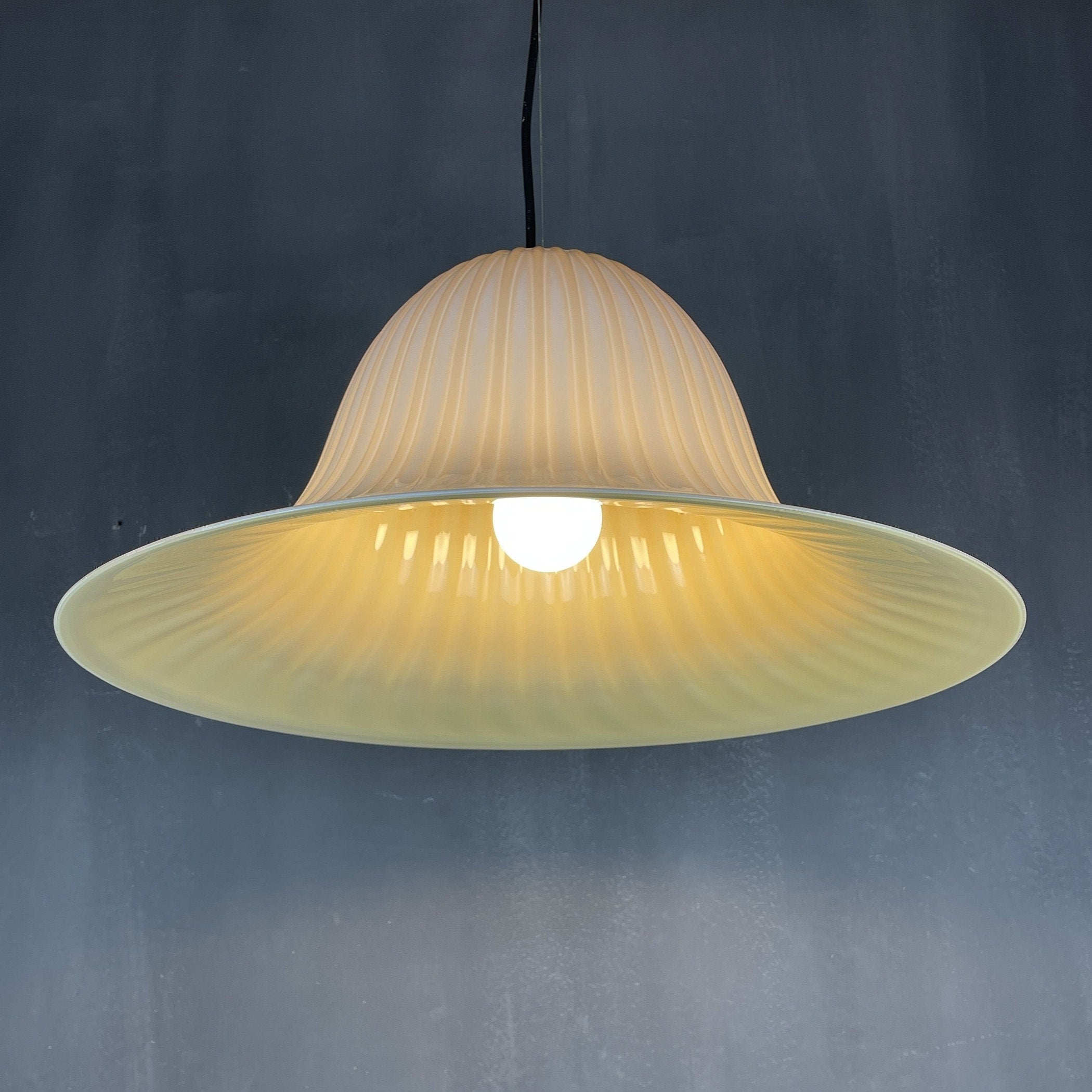 Vintage murano hanging lamp Tulip Italy 1970s Italian mid-century lighting Retro home decor