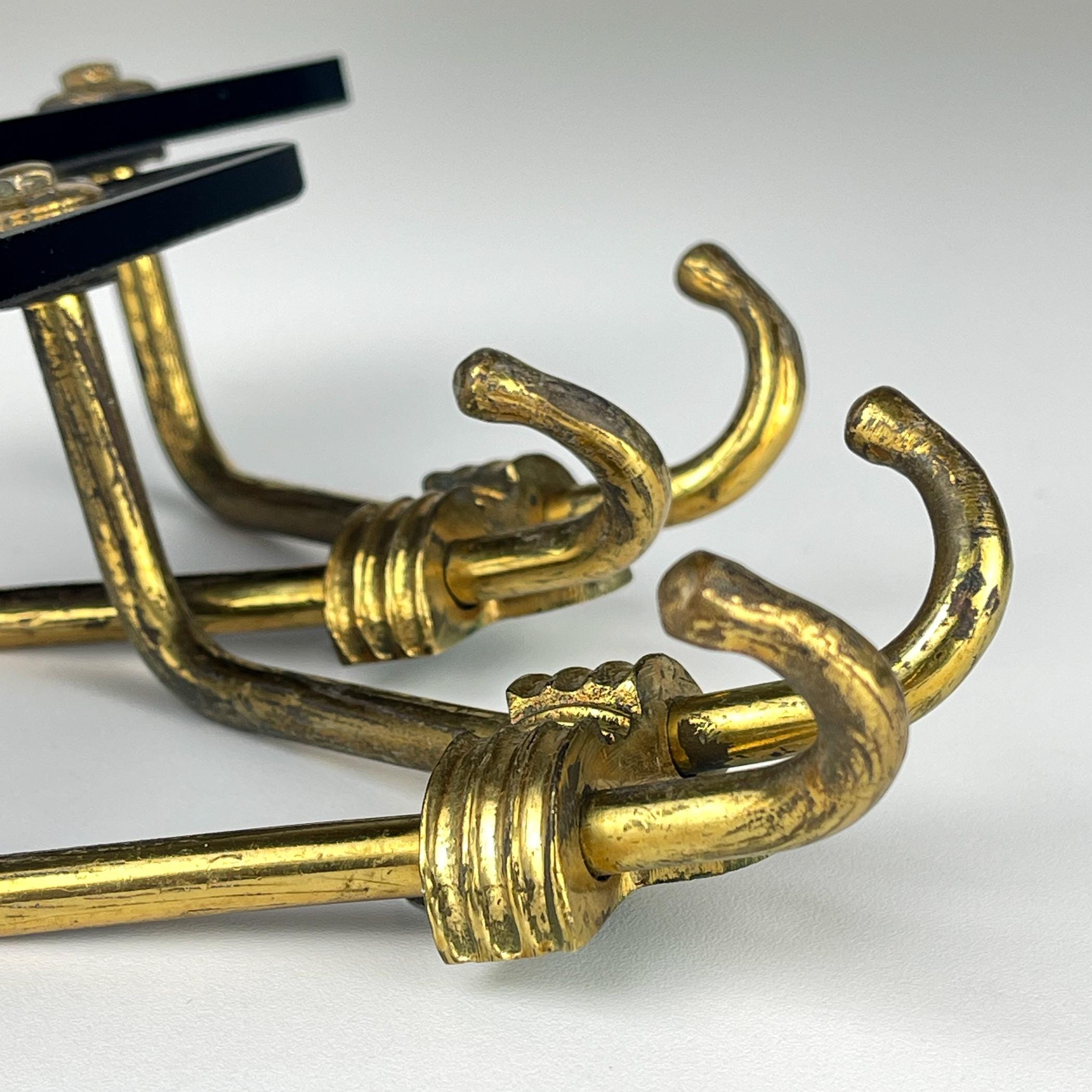 Vintage brass coats hook, Italy, 1950s, Set of 2, Vintage home decor