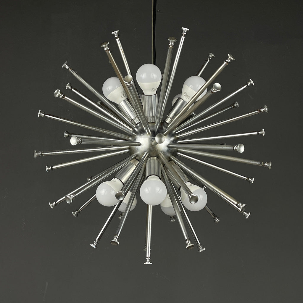 Vintage crystal chandelier Sputnik Dandelion Italy 1960s mid-century modern italian lighting