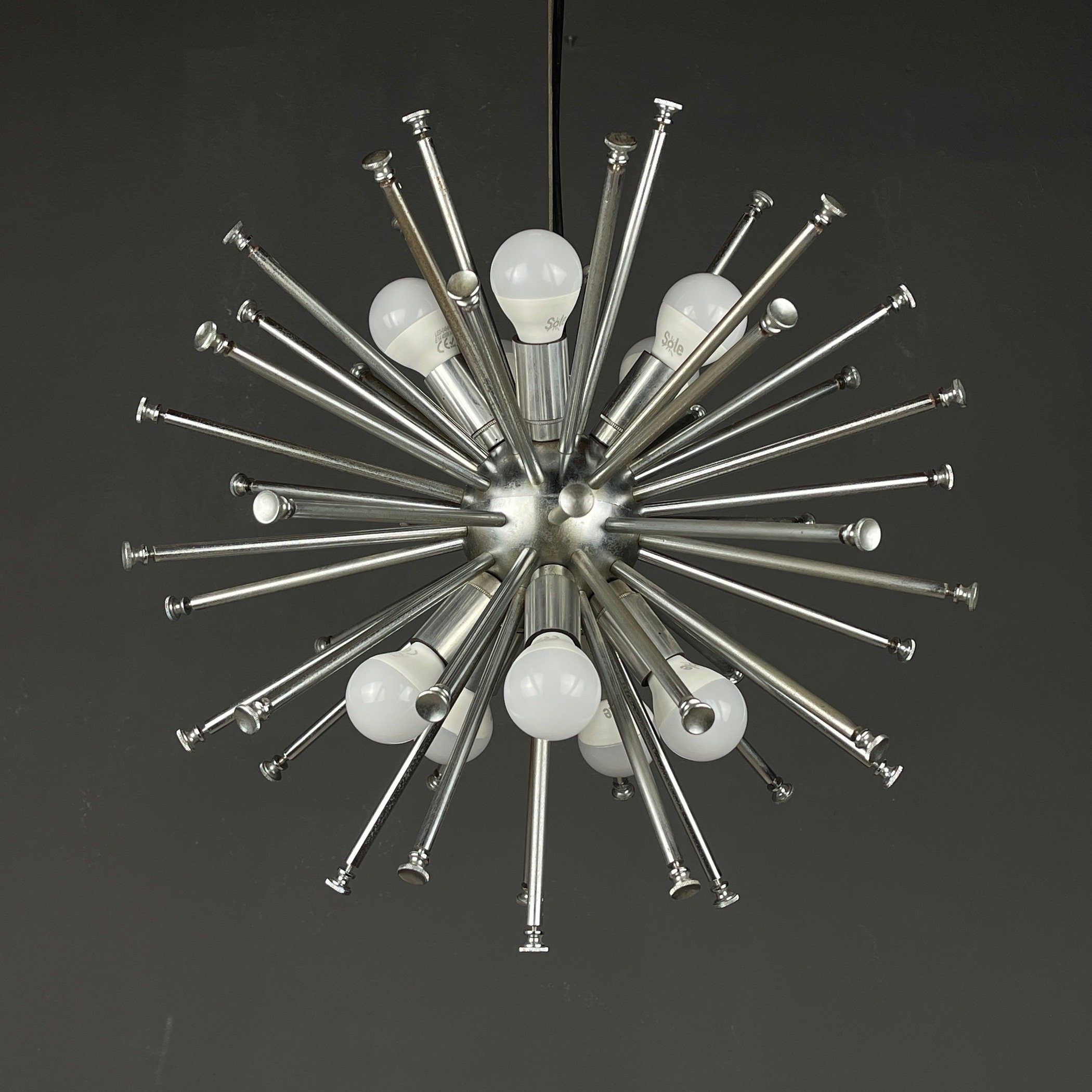 Vintage crystal chandelier Sputnik Dandelion Italy 1960s mid-century modern italian lighting