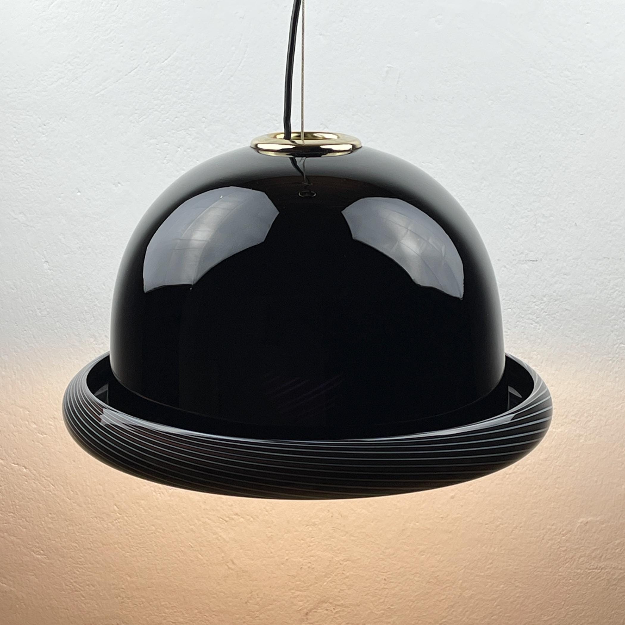 Vintage Murano black pendant lamp, Italy 1960s