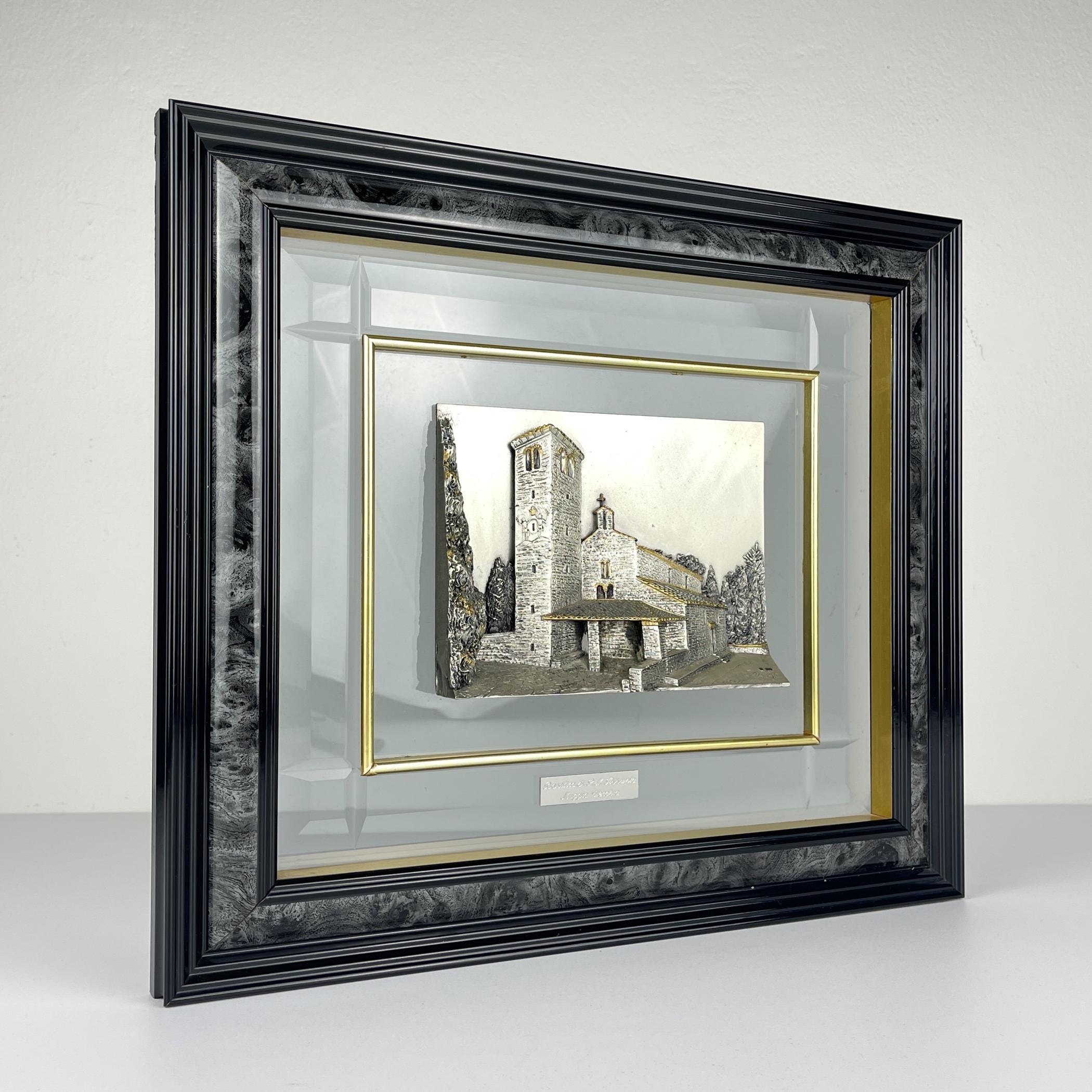 Vintage Sterling Silver Basilica Relief Picture: Italian Home Decor