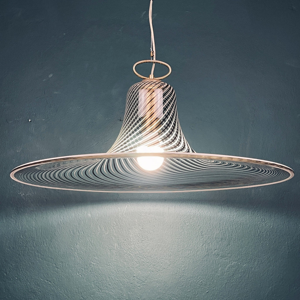 Vintage swirl Murano pendant lamp Italy 1970s Italian modern murano chandelier