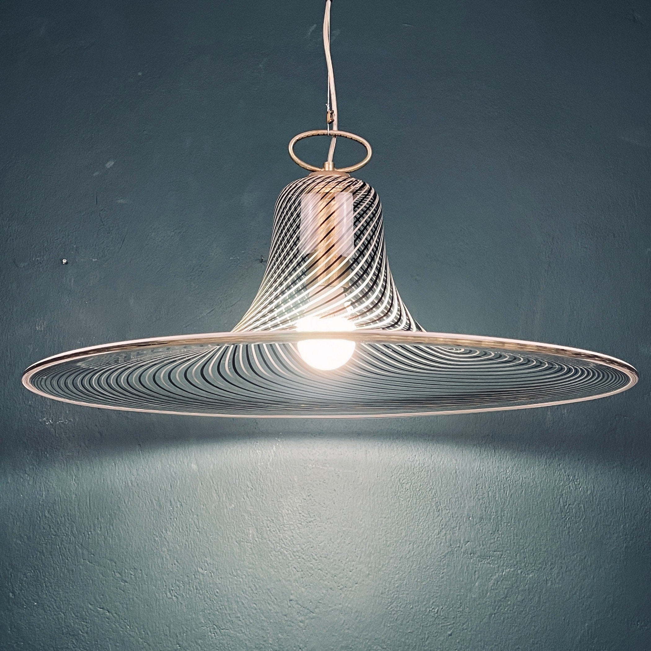 Vintage swirl Murano pendant lamp Italy 1970s Italian modern murano chandelier