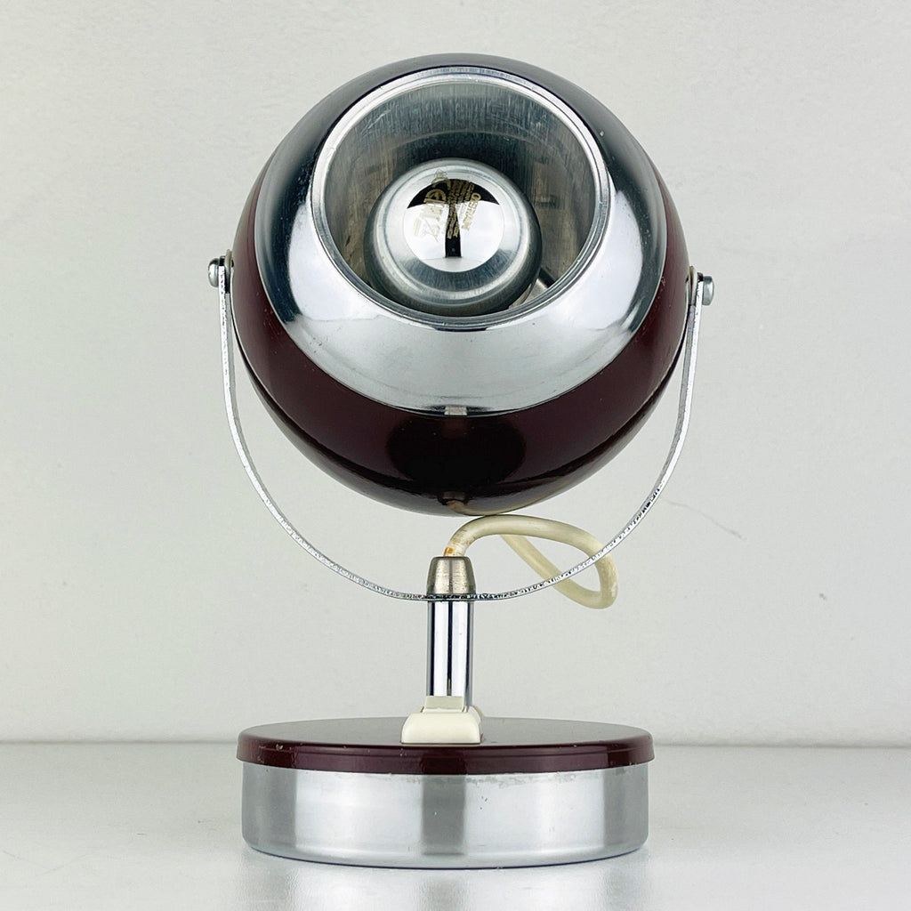 Mid-century cherry desk lamp Eyeball Italy 60s Retro lighting Space Age Atomic