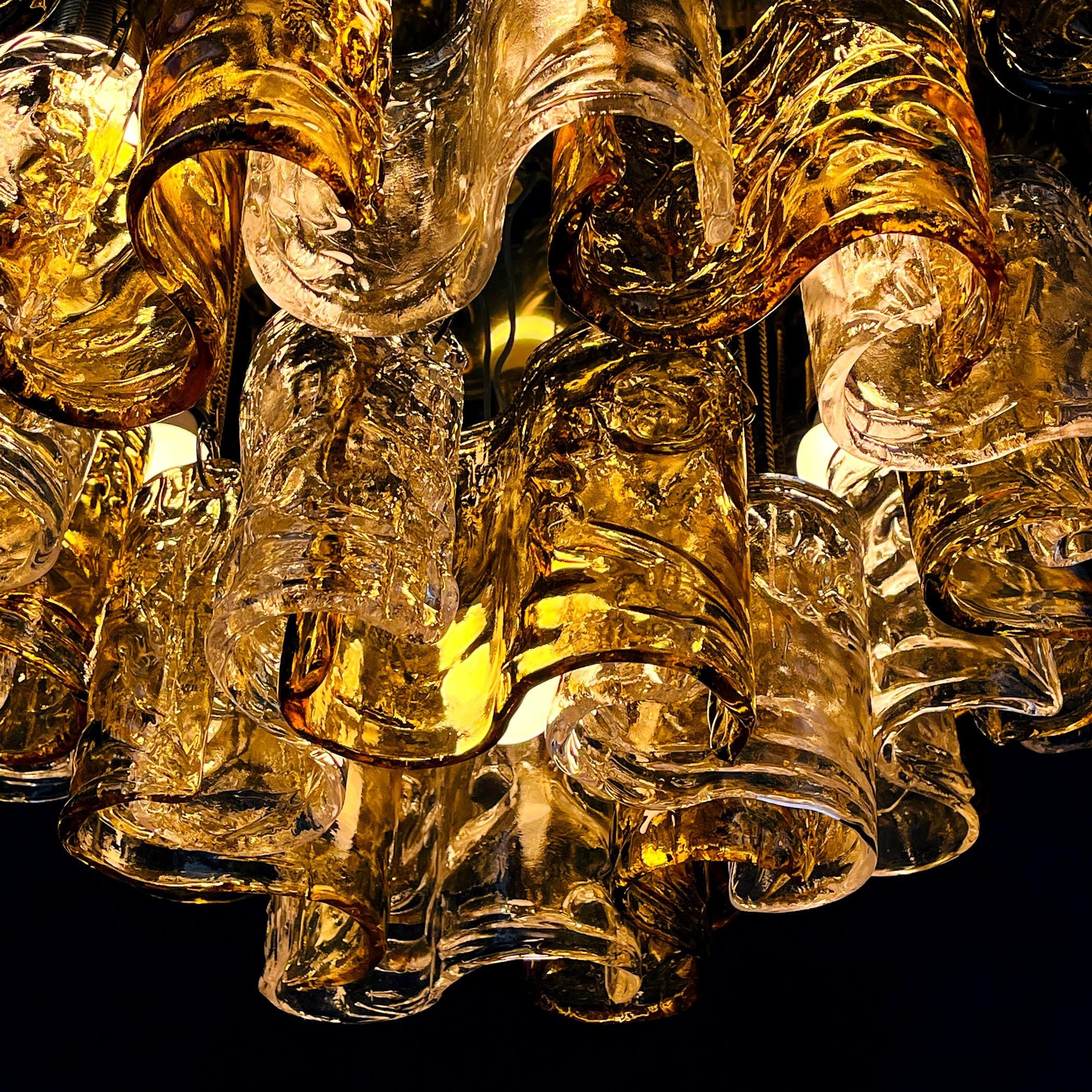 Murano chandelier by Mazzega Italy 1960s Mid-century modern italian lighting 36 murano glass plates