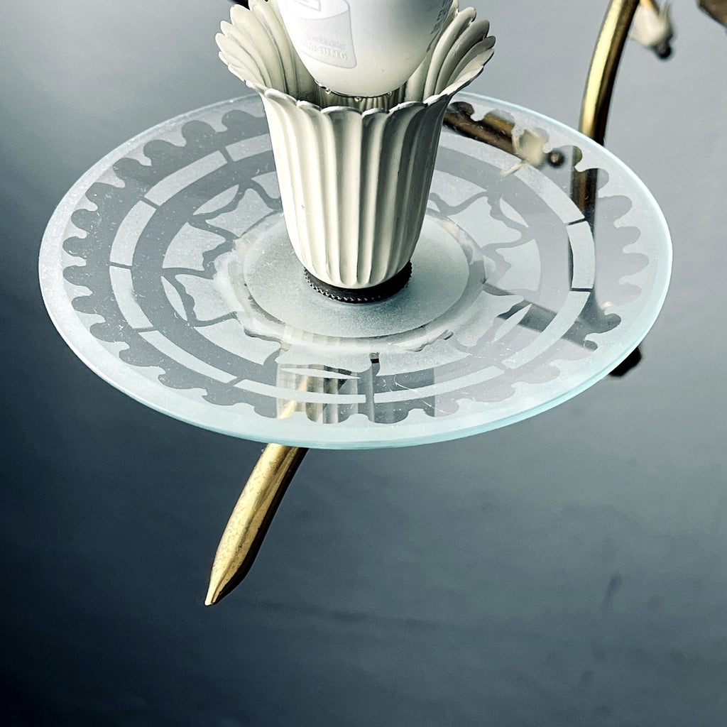 Mid-Century Fontana Arte Chandelier: Brass & Glass, Pietro Chiesa, 1940s