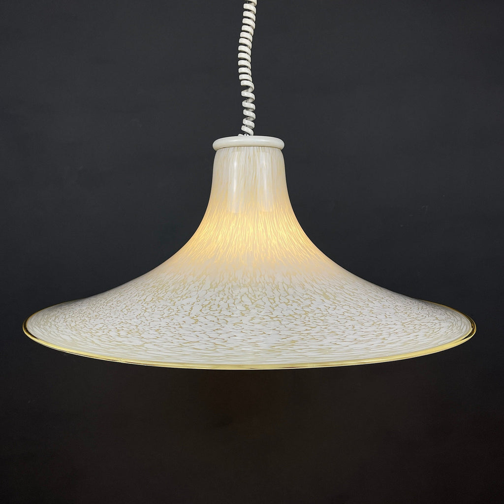 Mid-century beige murano glass pendant lamp Italy 1970s Handblown murano chandelier