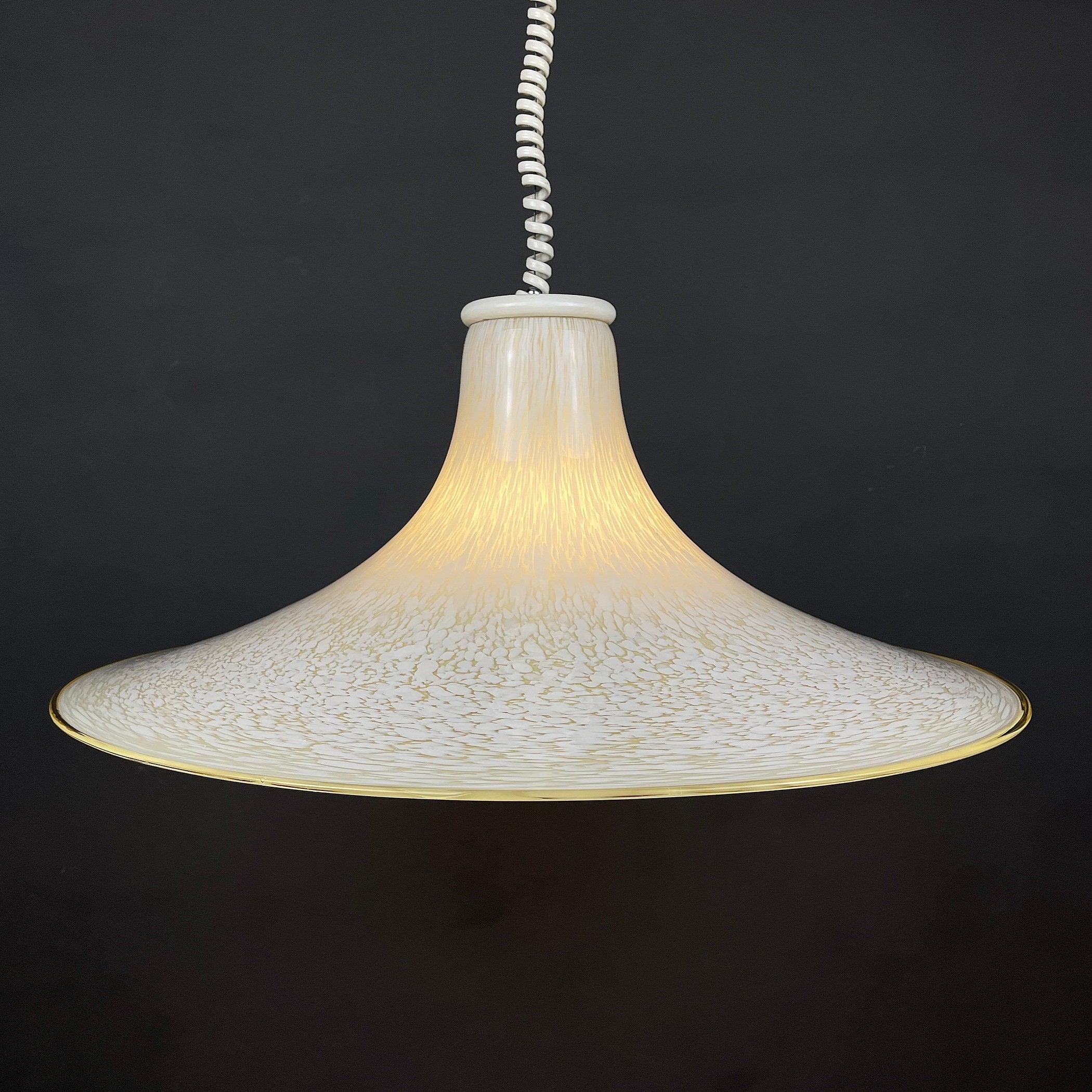 Mid-century beige murano glass pendant lamp Italy 1970s Handblown murano chandelier