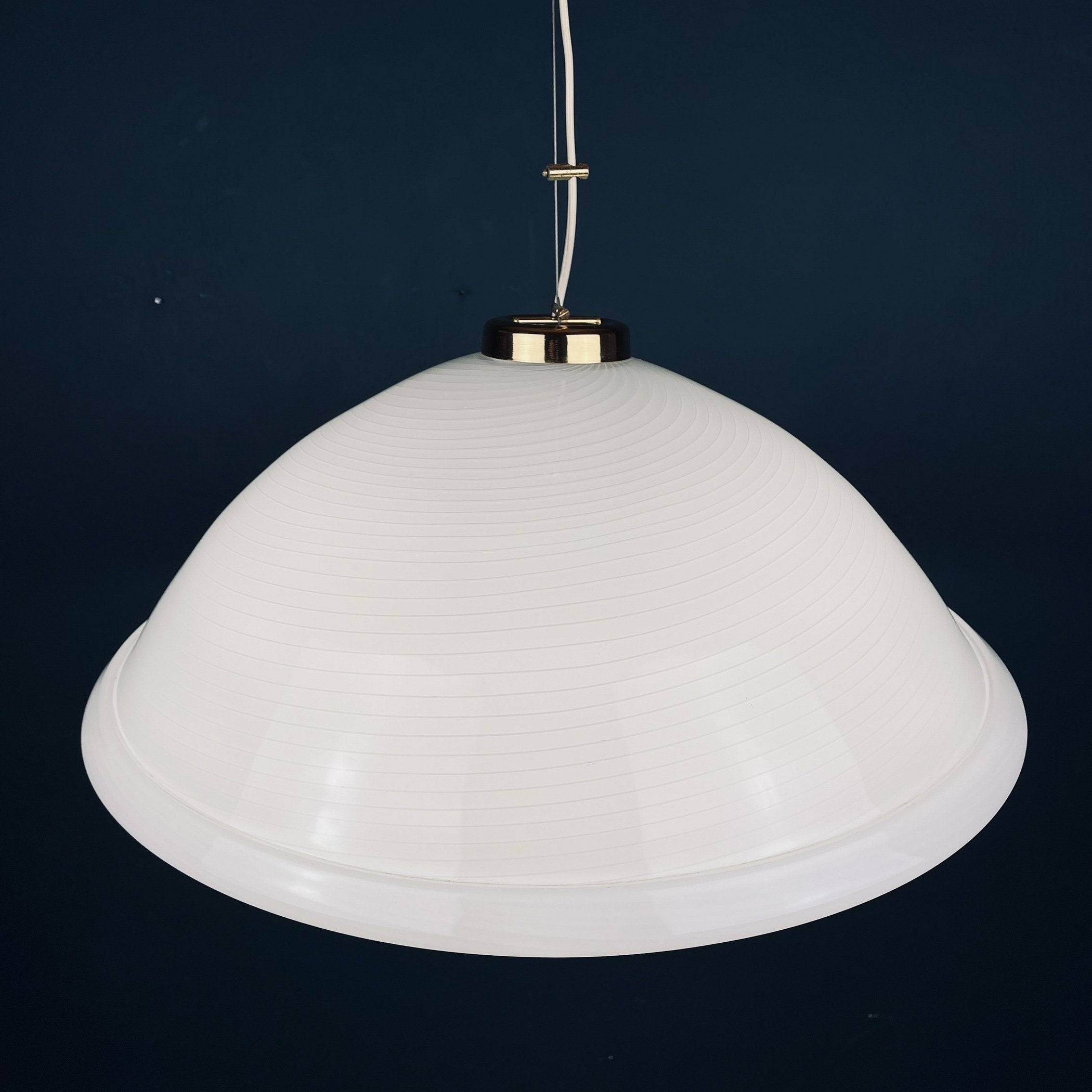 Vintage Swirl Murano Glass Pendant Lamp: 1980s Italian Mid-Century Lighting