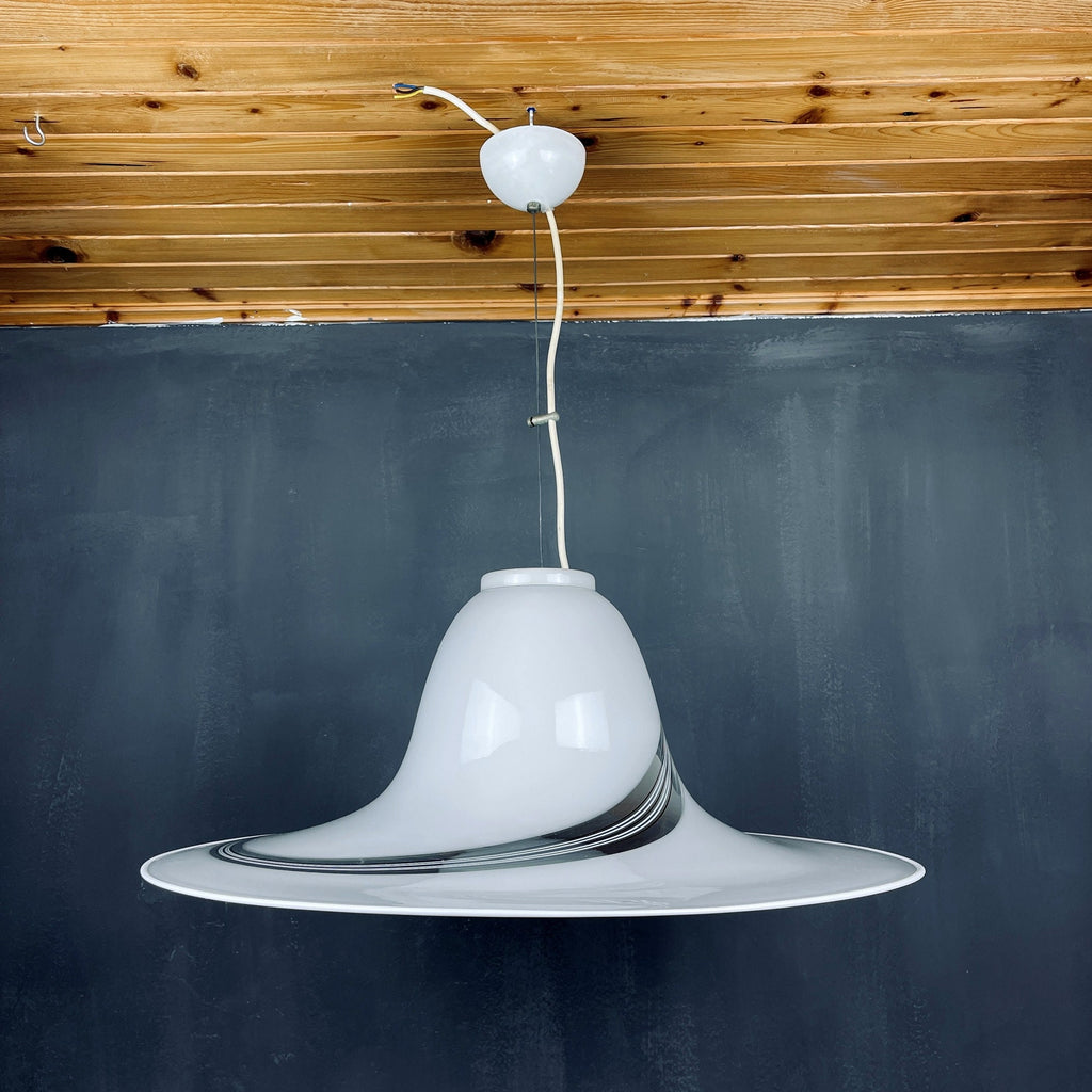 Vintage swirl murano glass pendant lamp Italy 1970s Mid-century light space age