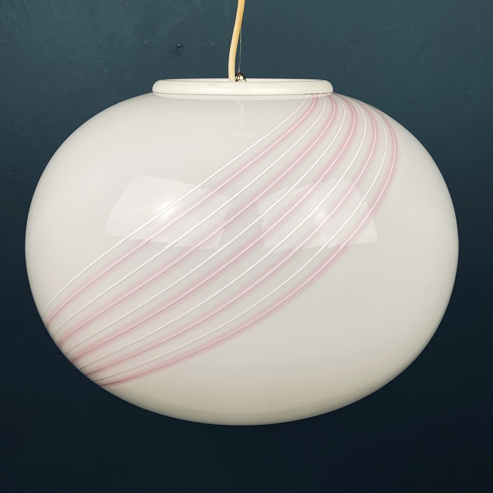 Classic swirl murano pendant lamp Vetri Murano Italy 1970s Italian mid-century modern lighting