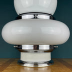 Vintage Opaline Glass UFO Lamp: Italian Mid-Century Modern Lighting