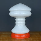 Vintage White Opaline Glass Table Lamp: Italian Mid-Century Modern Lighting
