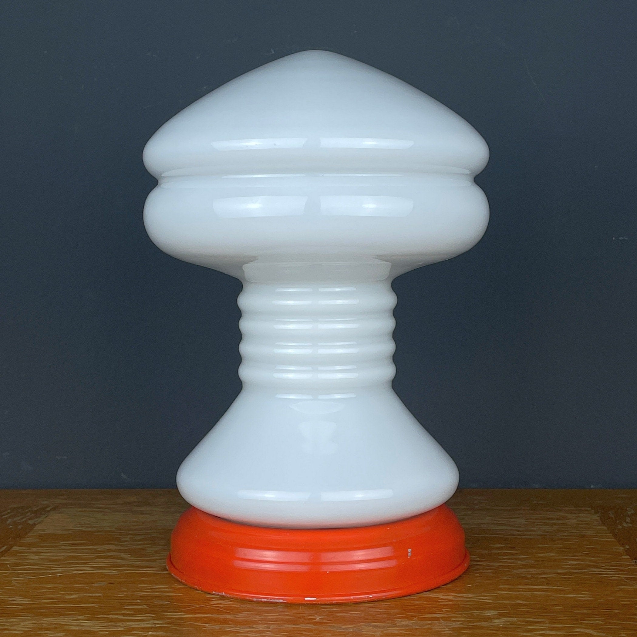 Vintage White Opaline Glass Table Lamp: Italian Mid-Century Modern Lighting