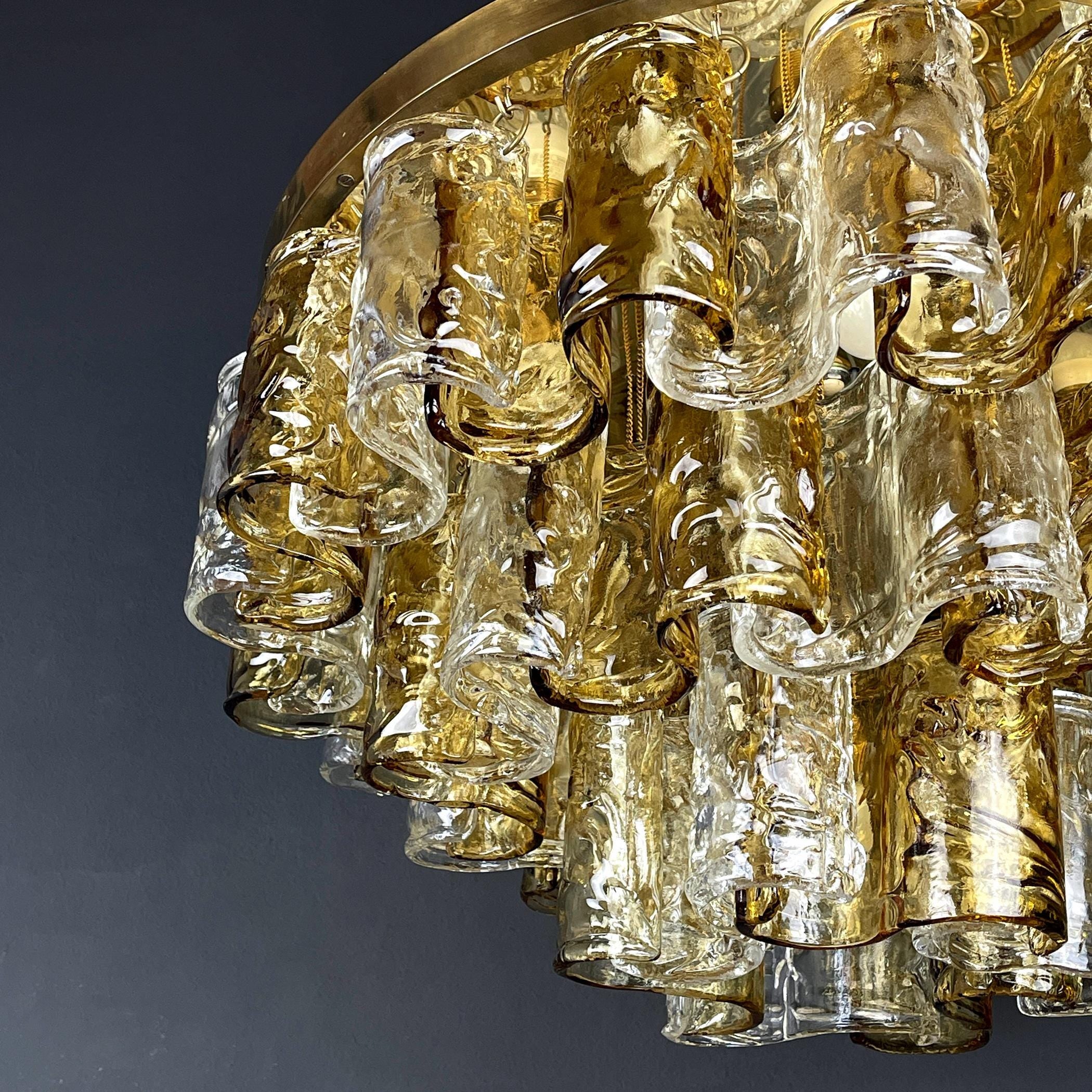 Murano chandelier by Mazzega Italy 1960s Mid-century modern italian lighting 36 murano glass plates