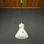 Mid-century multicolor opaline murano glass pendant lamp by Stilnovo Italy 1950s