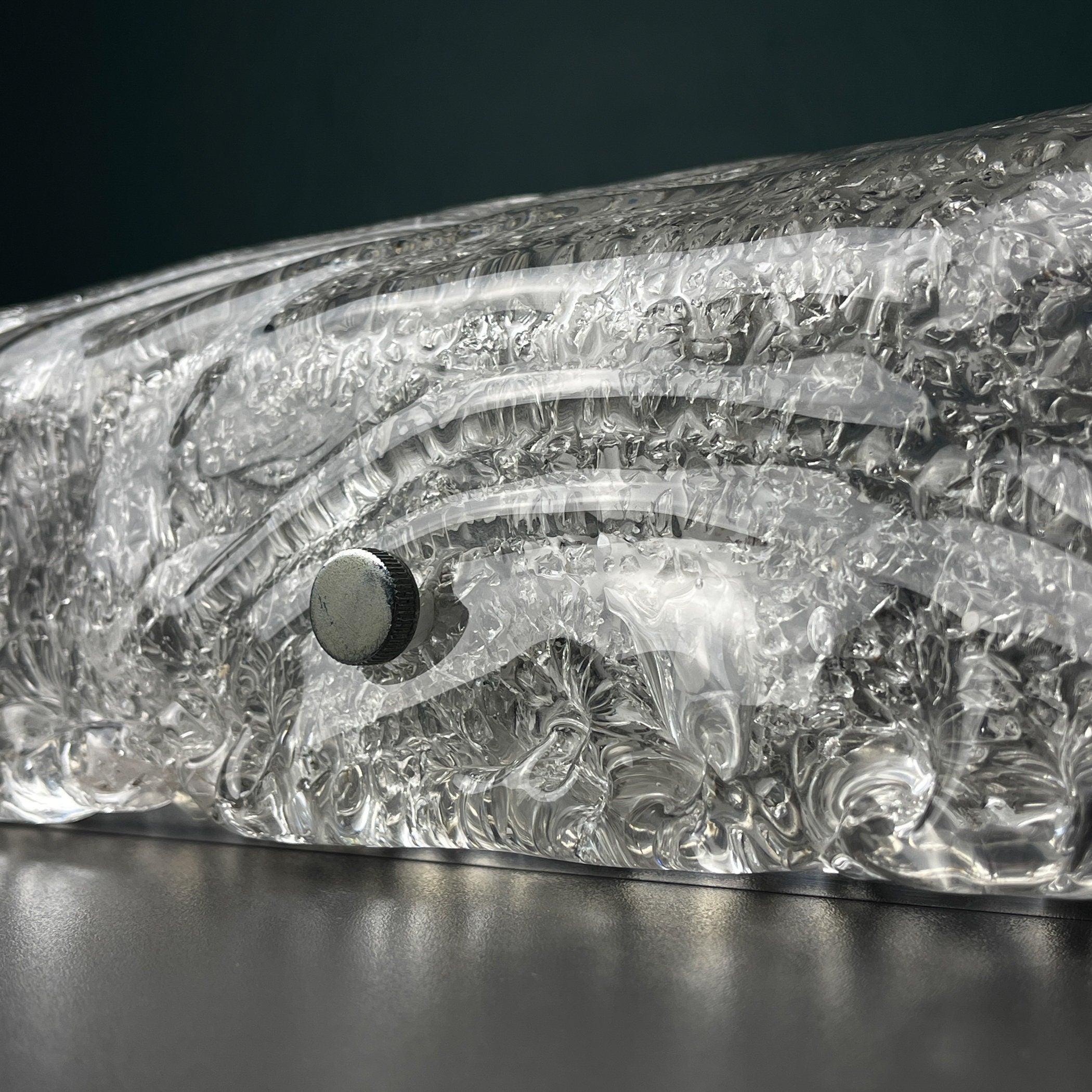 Vintage ice murano glass ceiling lamp by J.T.Kalmar, Austria, 1960s