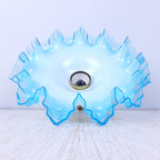 Vintage Italian Pendant Lamp: Blue & White Glass, Brass Accent, 1950s