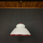 White murano pendant lamp XL chandelier Italy 1970s Mid-century italian modern lighting