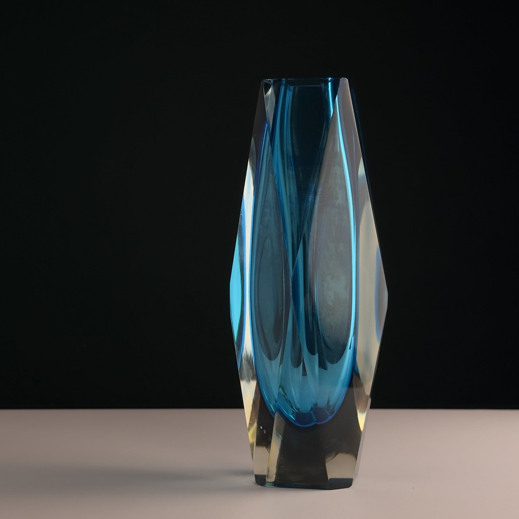 Sommerso blue Murano glass vase, style Flavio Poli, Italy 1970s